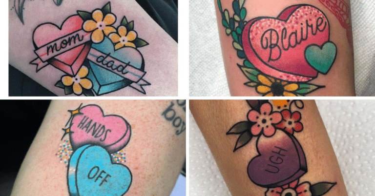 22 bonitos tatuajes de corazones de caramelo para inspirar tu próximo tatuaje