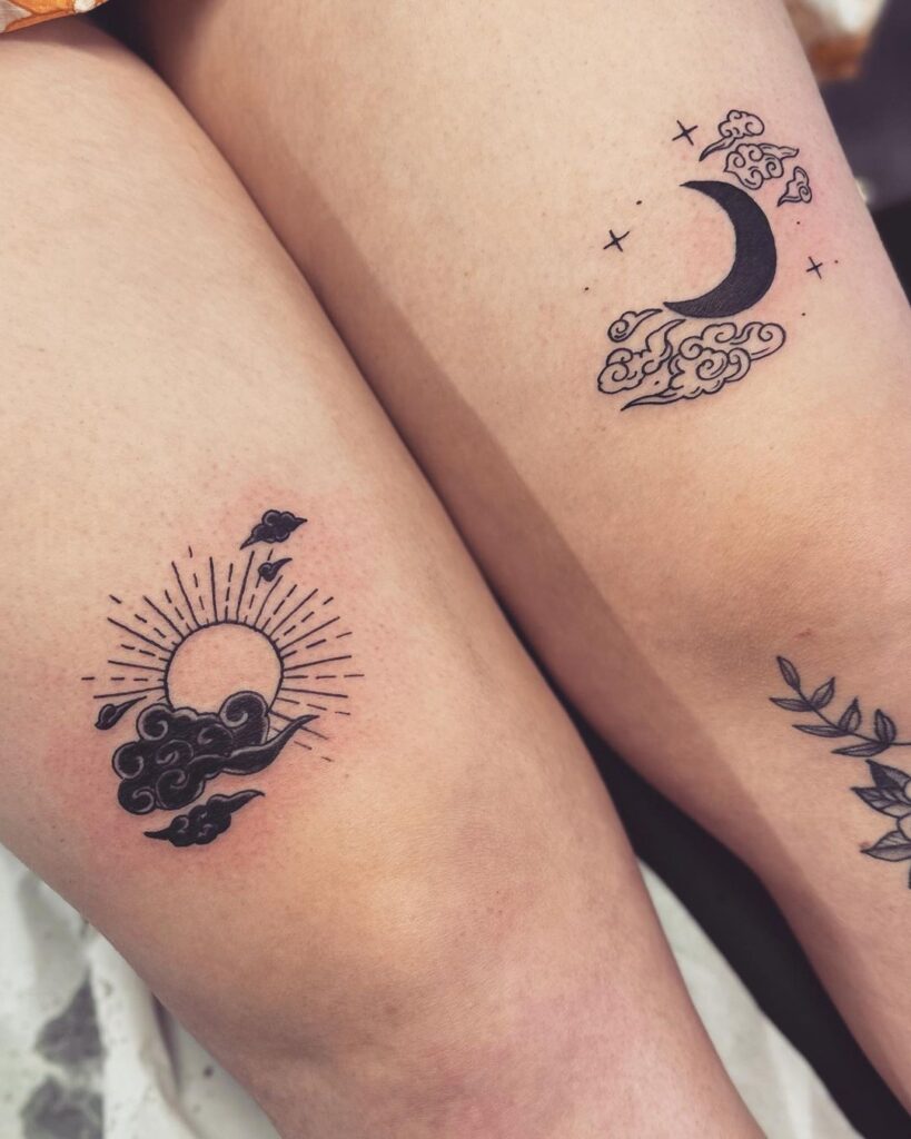 22 tatuajes de sol y luna etéreos para noctámbulos efervescentes