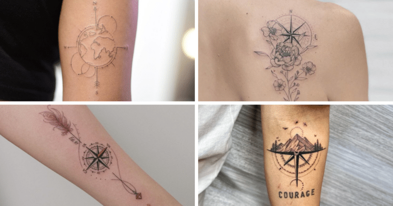 26 ideias de tatuagens com bússola para o viajante que há em si