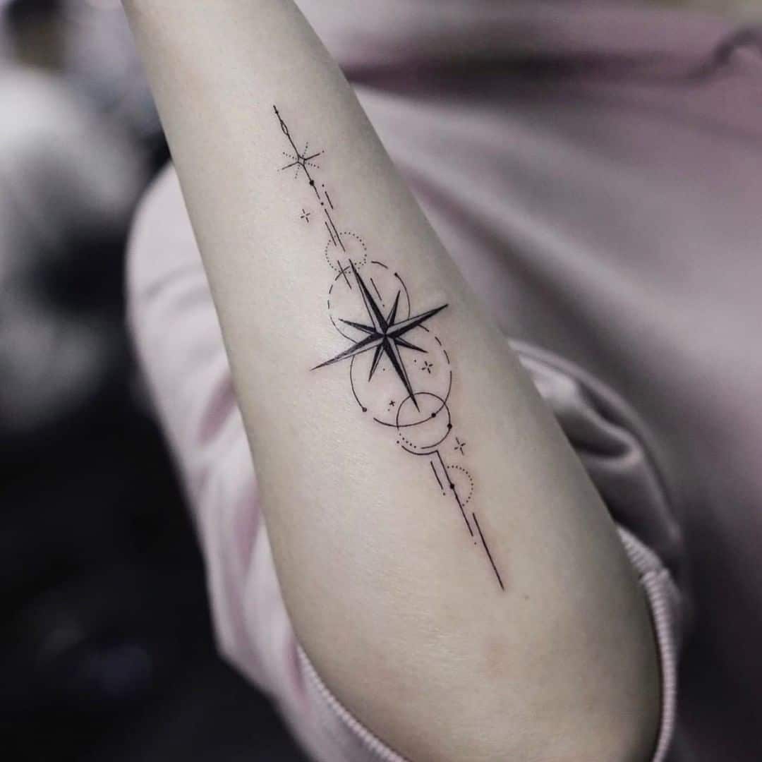 Kompass Mit Koordinaten Tattoo