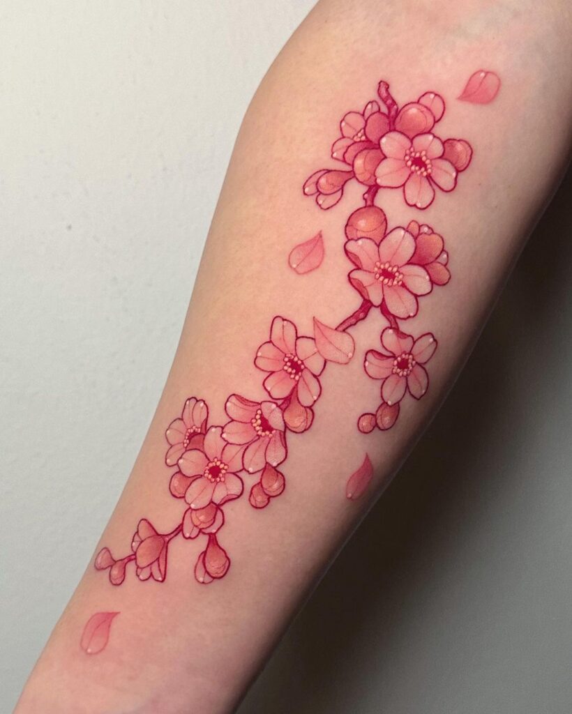 24 tatuajes de cerezos en flor para la frágil belleza de la naturaleza