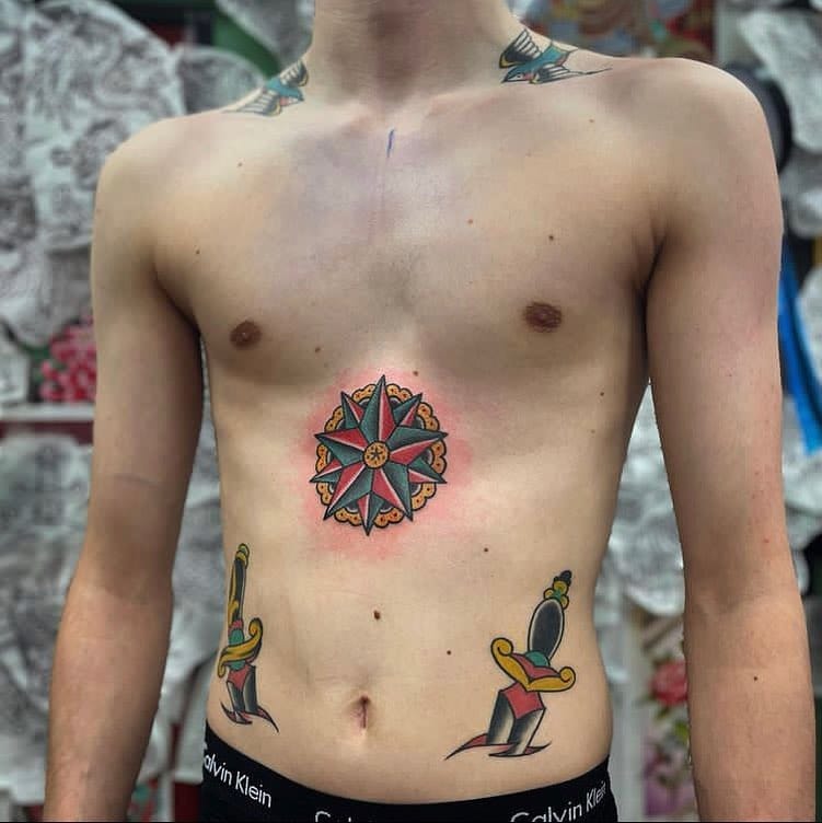 20 idee di tatuaggio a forma di stella nautica per tutti i marinai