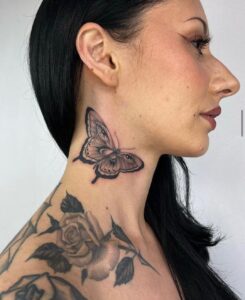 22 Butterfly Neck Tattoos That Prove The Power Of Simplicity