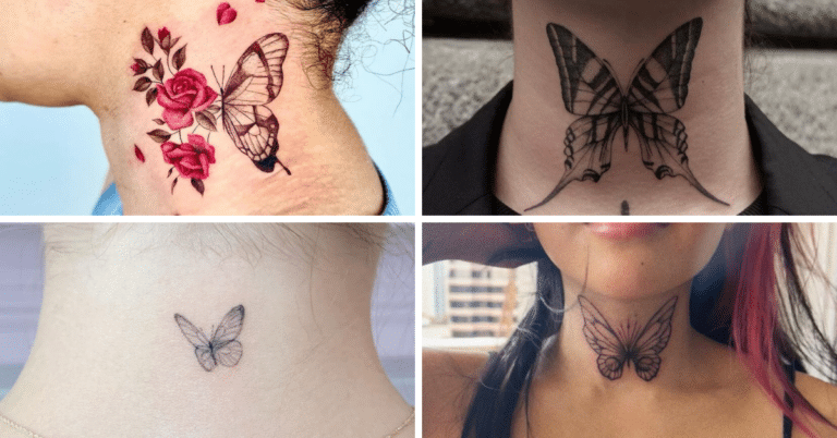 22 tatouages de cou en forme de papillon qui prouvent le pouvoir de la simplicité