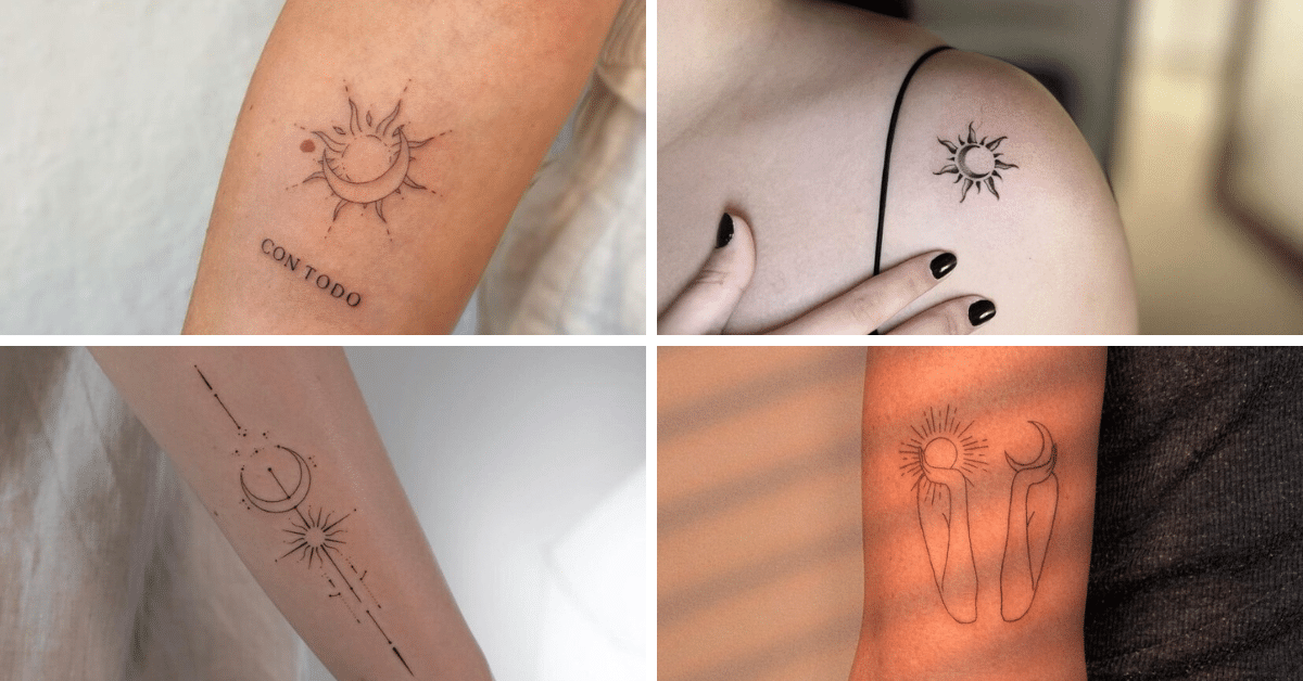 22 tatuajes de sol y luna etéreos para noctámbulos efervescentes