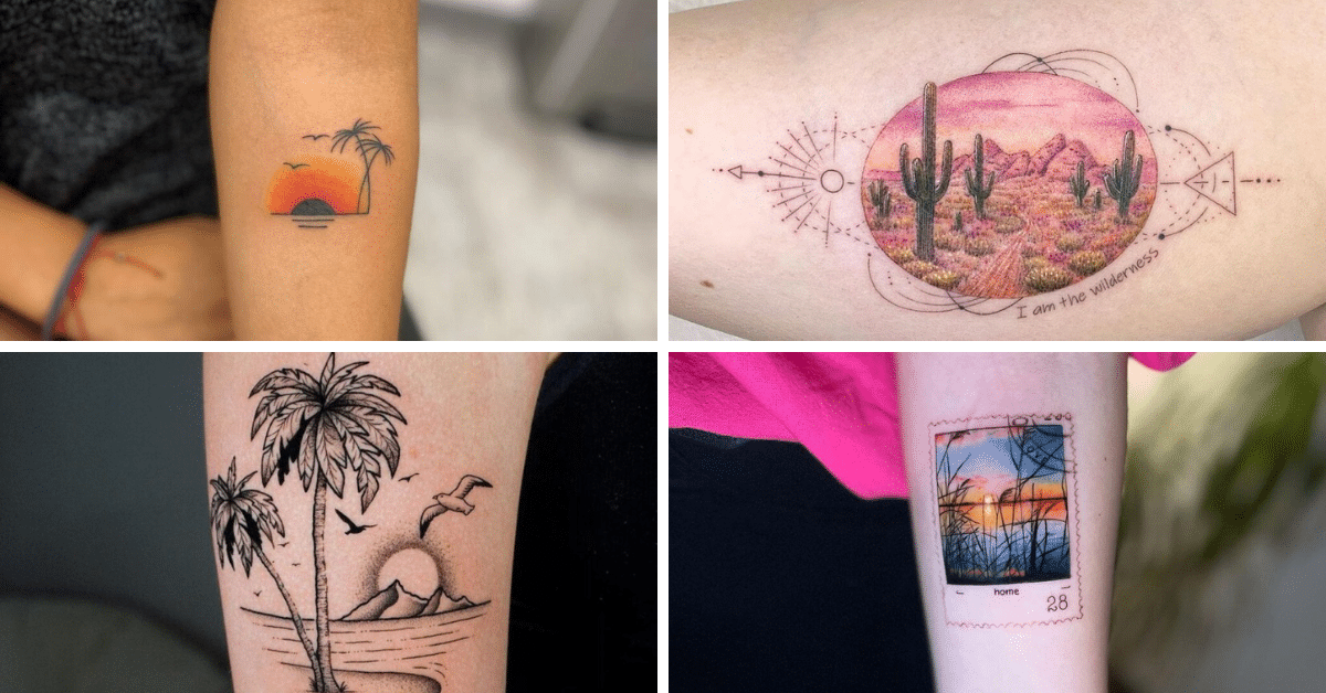 23 Sonnenuntergang Tattoo Ideen für alle Naturliebhaber da draußen