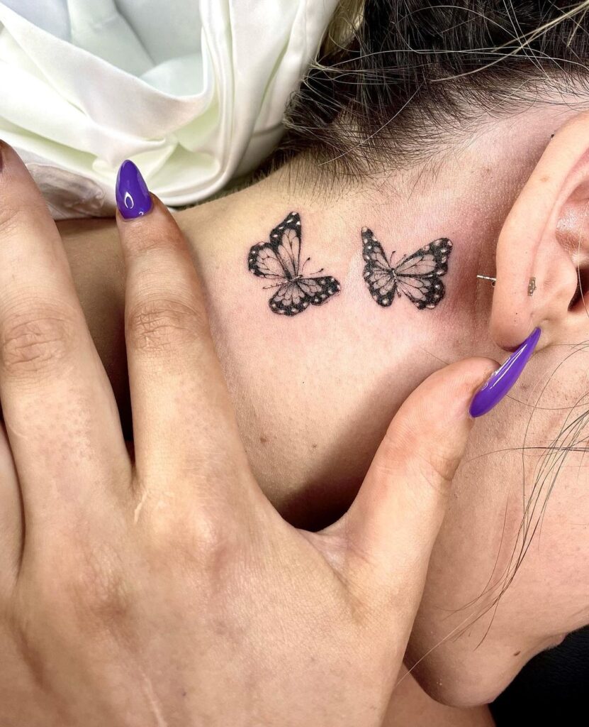 24 Creative And Cool Butterfly Tattoo Behind The Ear Ideas