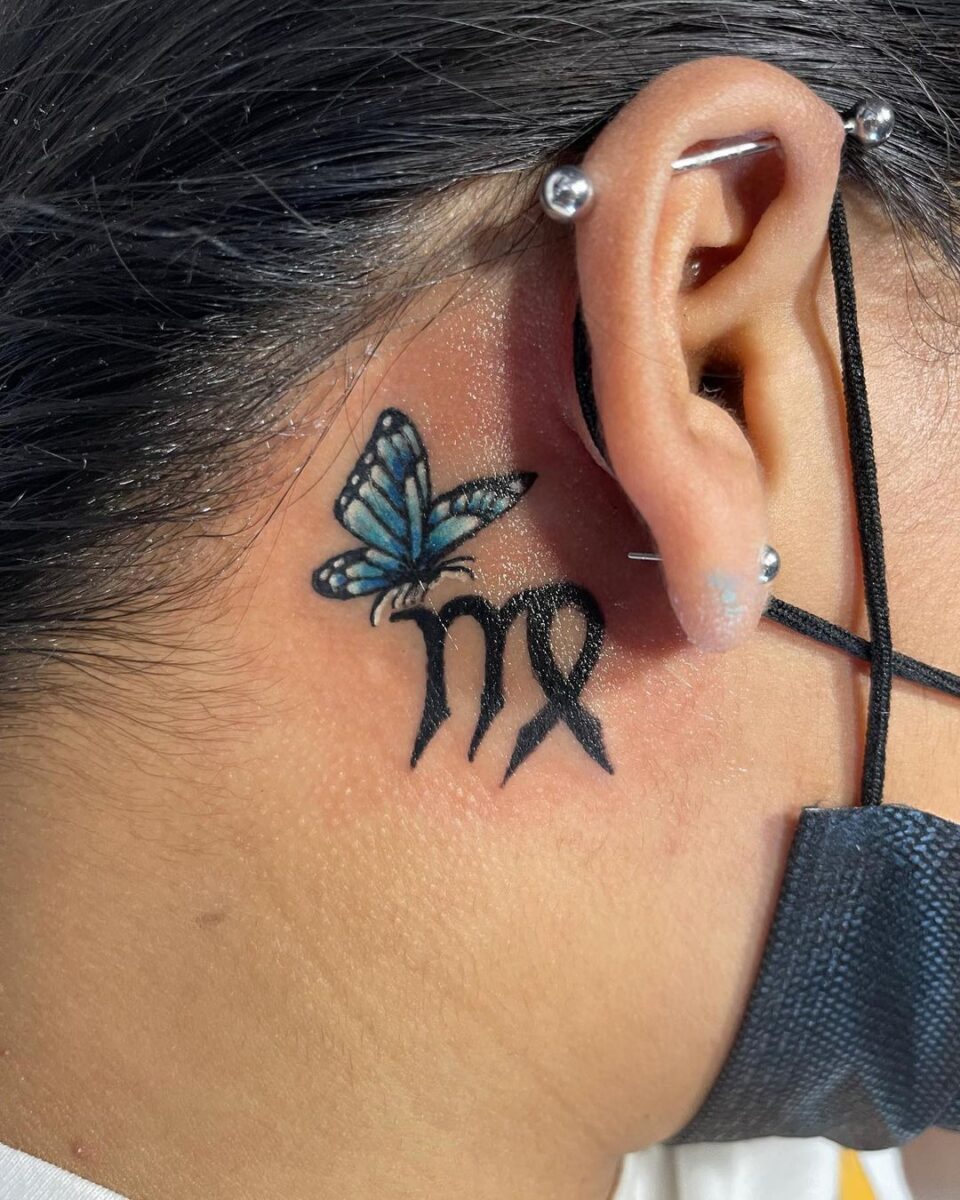 24 Creative And Cool Butterfly Tattoo Behind The Ear Ideas