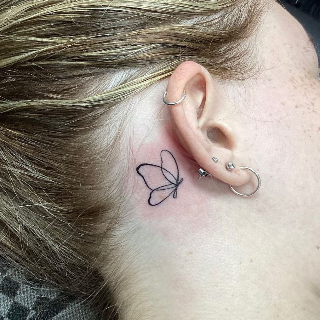 24 Creative And Cool Butterfly Tattoo Behind The Ear Ideas