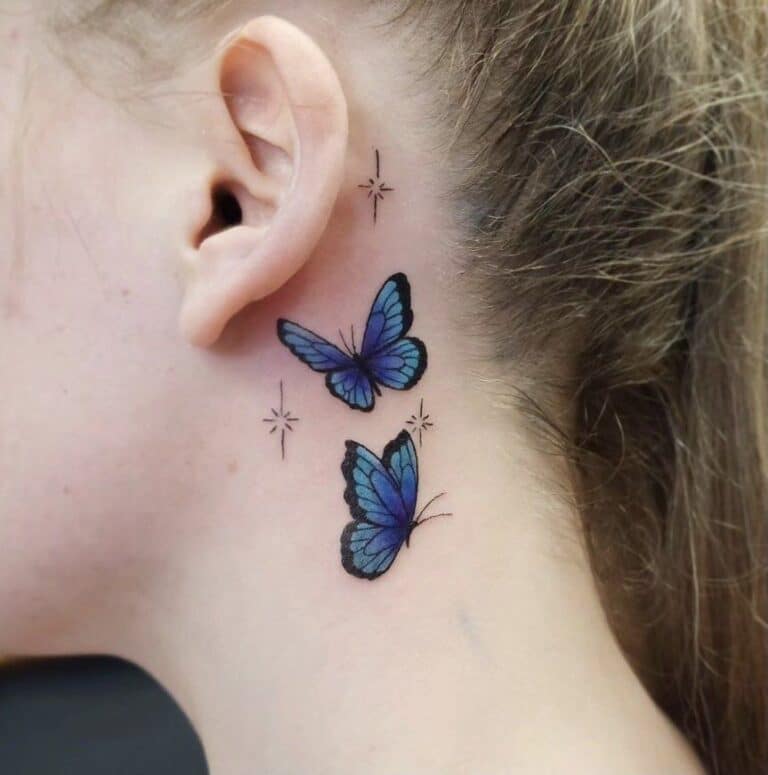 24 Creative And Cool Butterfly Tattoo Behind The Ear Ideas