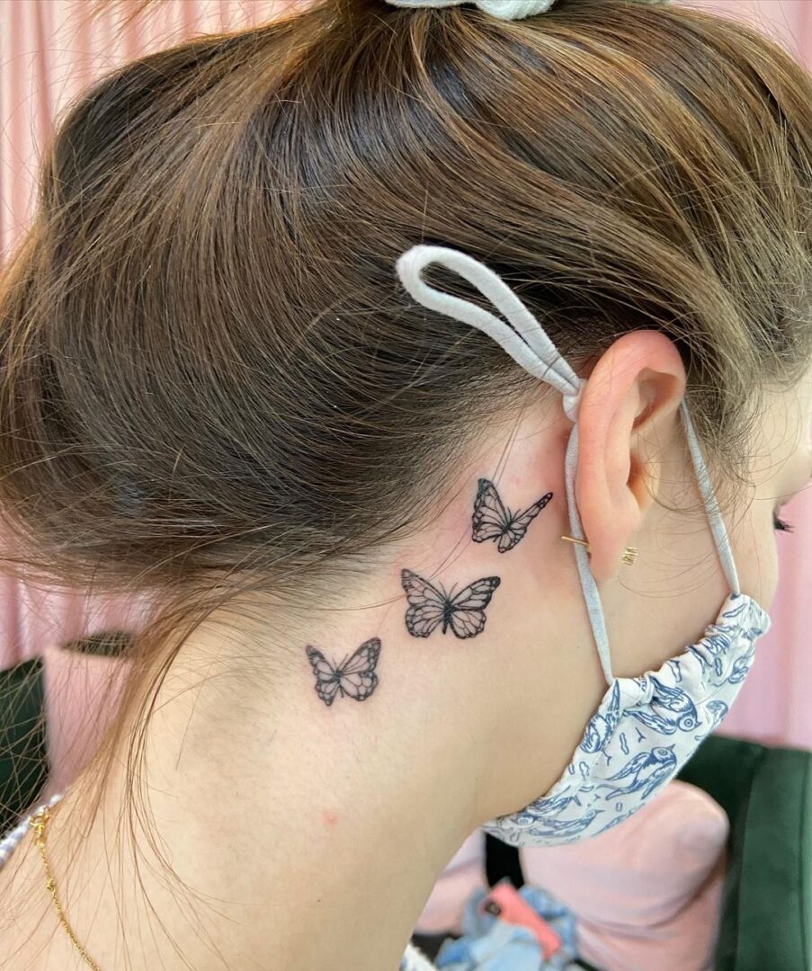 24 Creative And Cool Butterfly Tattoo Behind The Ear Ideas