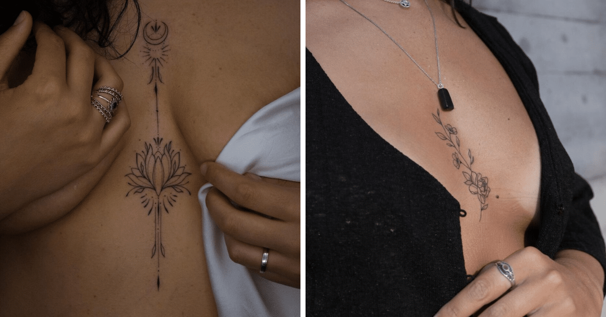 24 Fiery Middle Chest Tattoos For Females To Try Right Now