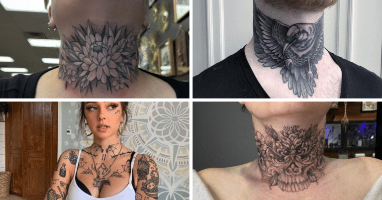 25 tatuagens ferozes na parte da frente do pescoço que o vão deixar boquiaberto
