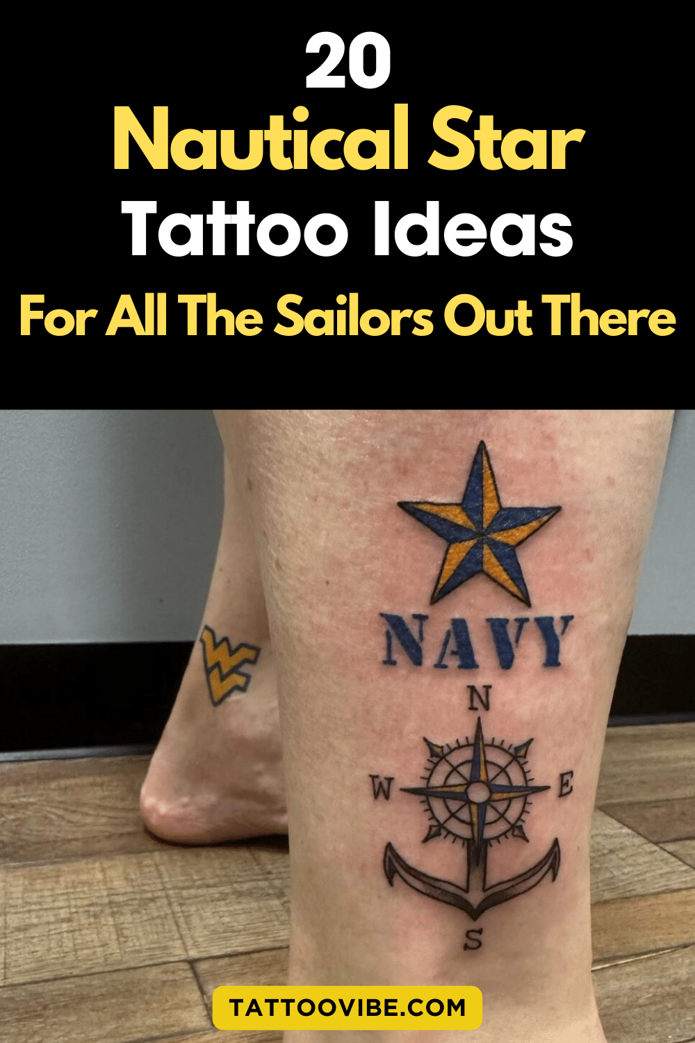20 idées de tatouages d'étoiles nautiques pour tous les marins