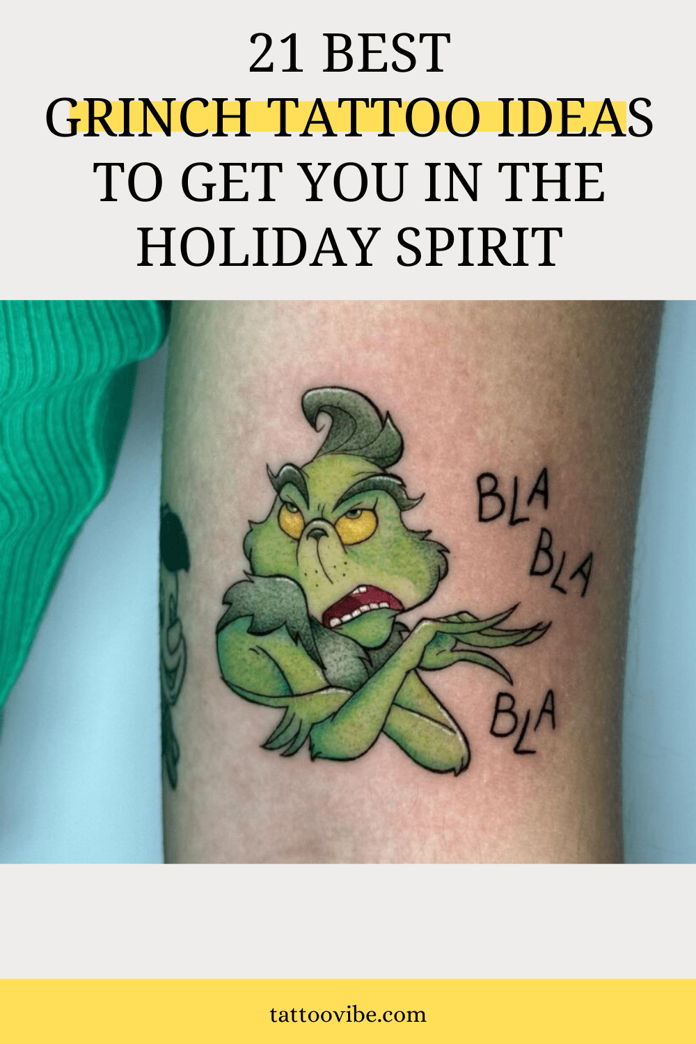Las 21 mejores ideas de tatuajes del Grinch para contagiarte el espíritu navideño