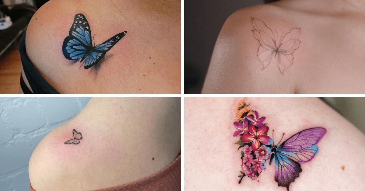 21 idee di tatuaggio a farfalla perfette per la spalla