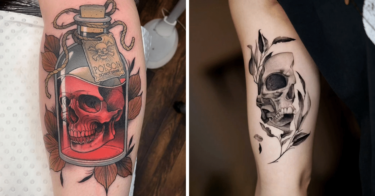24 idee di tatuaggi con teschi a nudo per celebrare l'aldilà