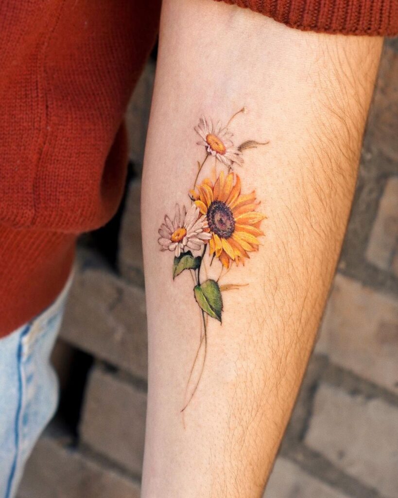 23 ideas de tatuajes de girasoles que te alegrarán el día