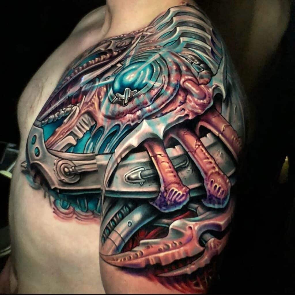 22 Biomechanische Tattoo-Designs für das Alien in dir