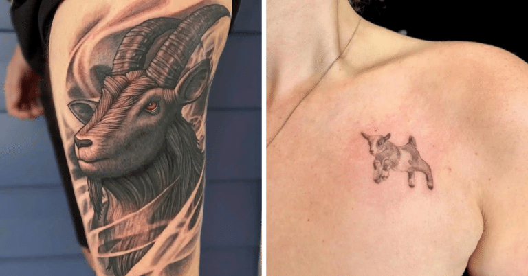 24 idee di tatuaggio di capra per il vostro prossimo viaggio nel salone dei tatuaggi