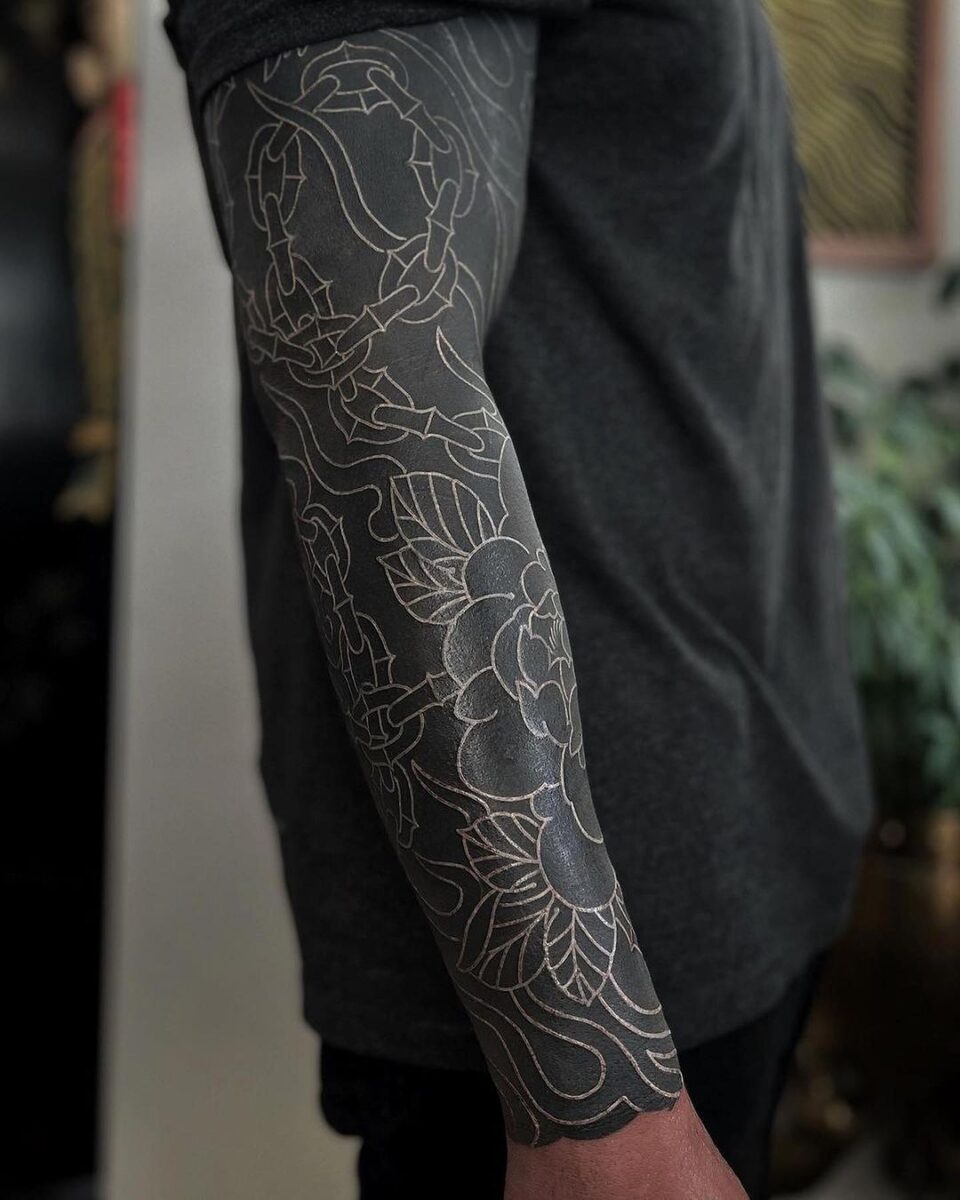 Full Sleeve Tattoo Black Dark Artistry With Timeless Appeal