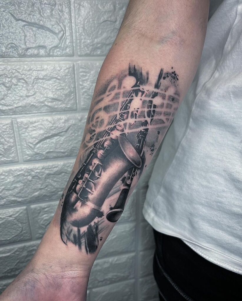 27 Superior Saxophone Tattoos That Hit All The Right Notes