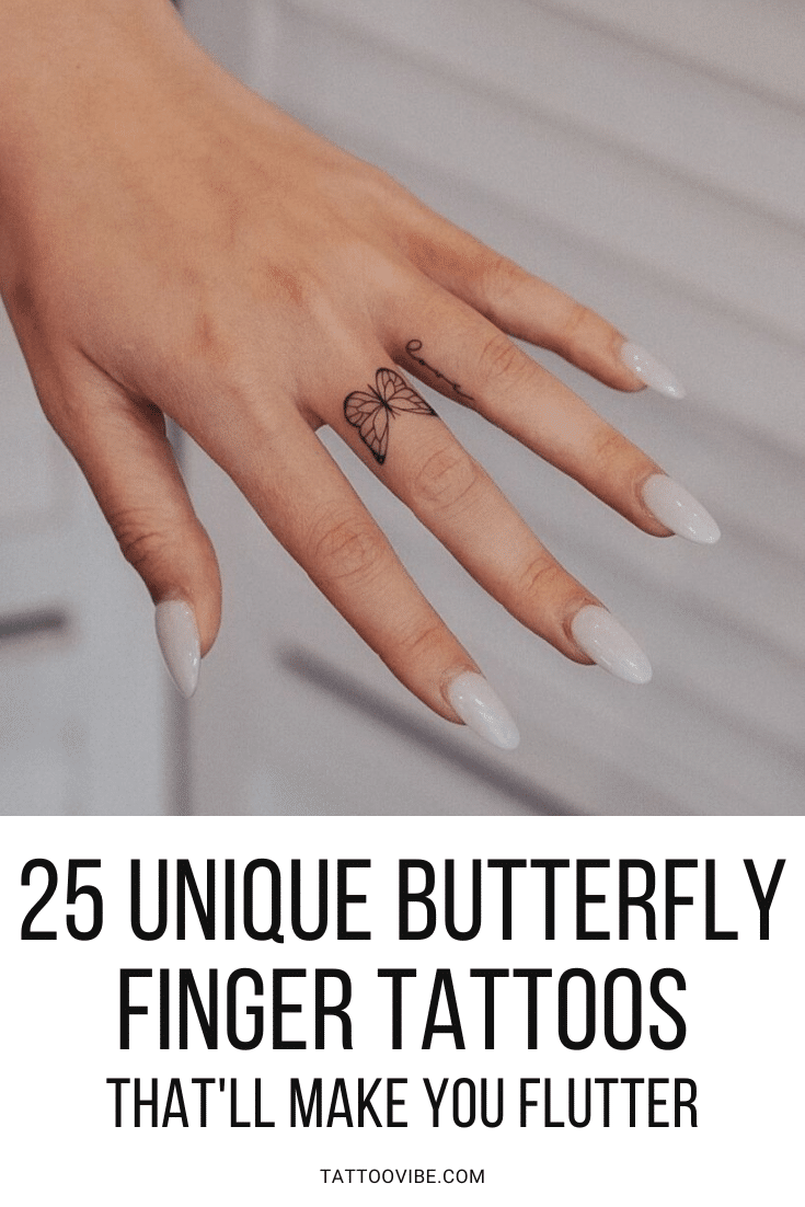 25 Unique Butterfly Finger Tattoos That'll Make You Flutter