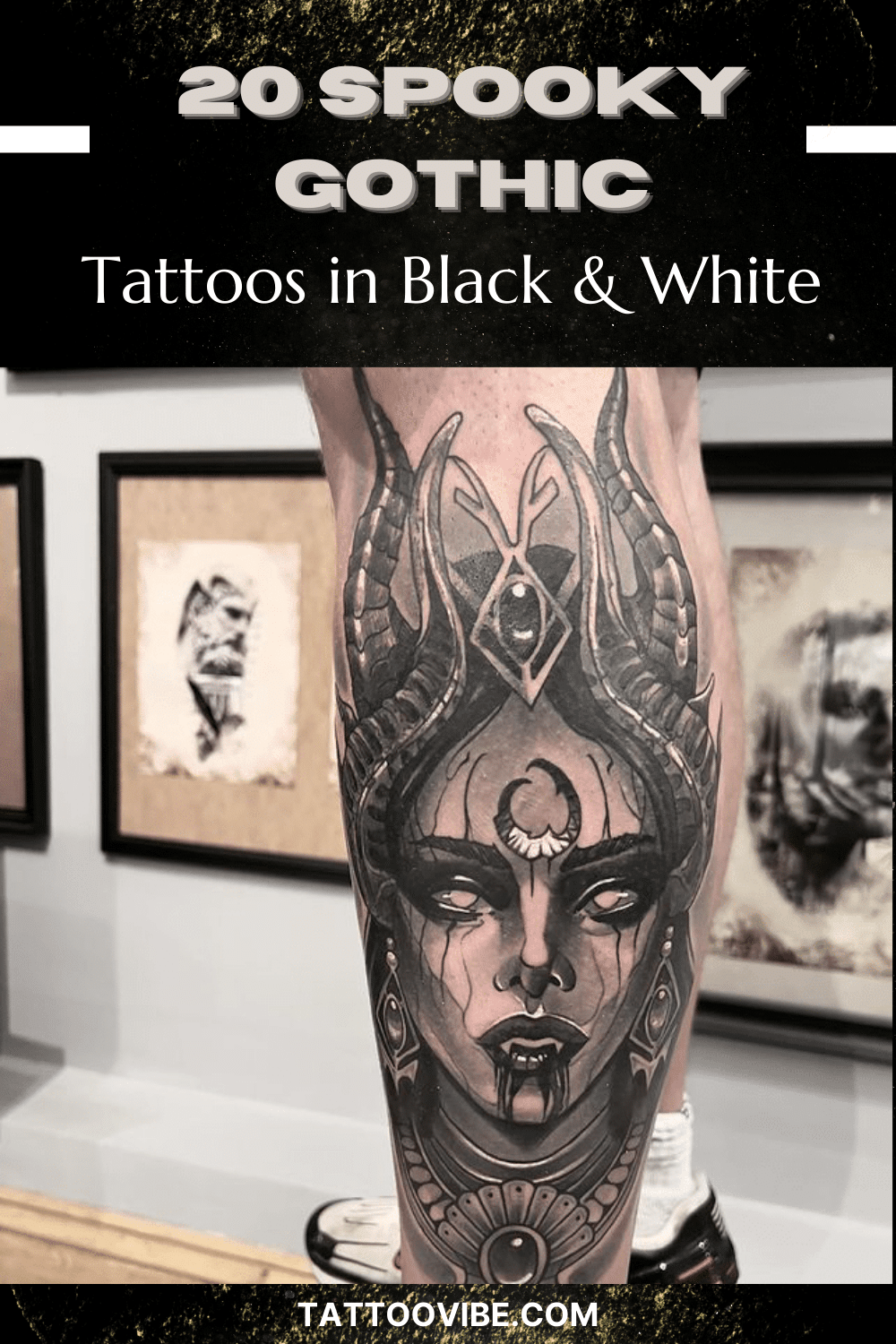 20 espeluznantes tatuajes góticos en blanco y negro