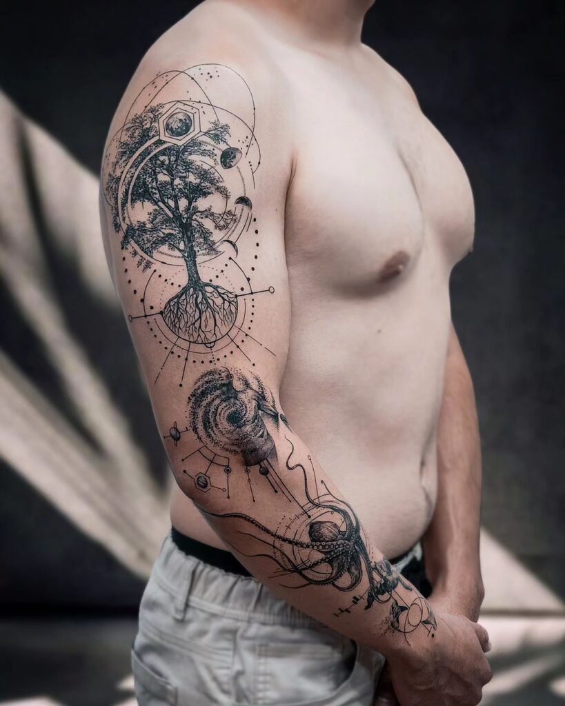 20 cautivadores tatuajes geométricos que dan en el clavo