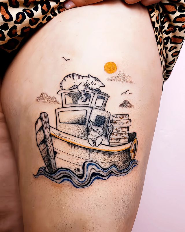 22 impresionantes tatuajes de barcos para despertar a tu marinero interior